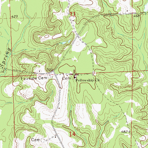 Topographic Map of Fellowship Church, AL