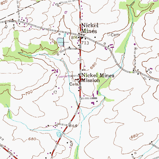 Topographic Map of Nickel Mines Mission, PA