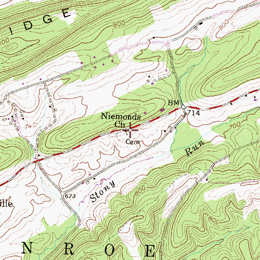 Topographic Map of Niemonds Church, PA