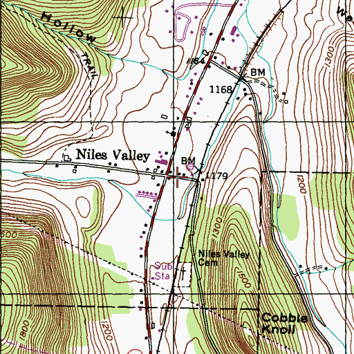 Topographic Map of Niles Valley, PA
