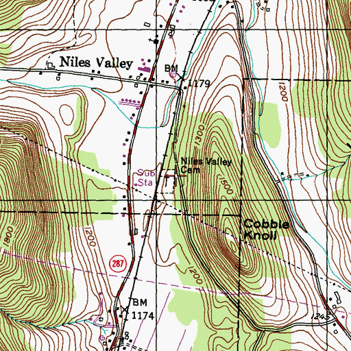 Topographic Map of Niles Valley Cemetery, PA