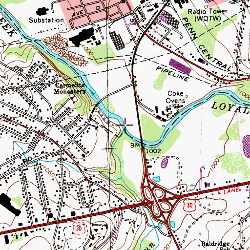 Topographic Map of Ninemile Run, PA