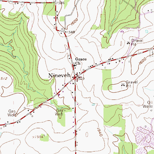 Topographic Map of Nineveh, PA