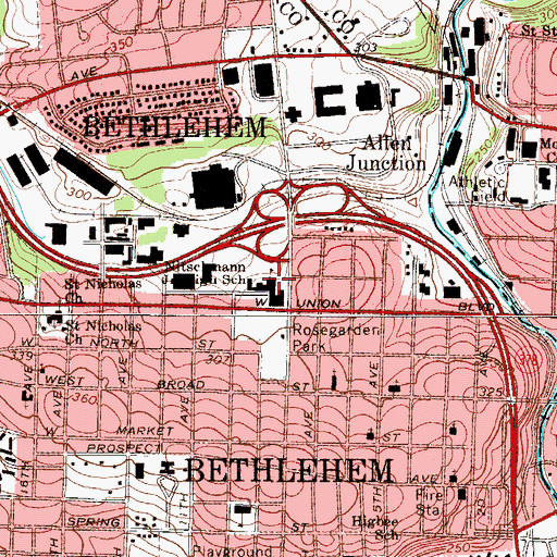 Topographic Map of Nitschmann Junior High School, PA