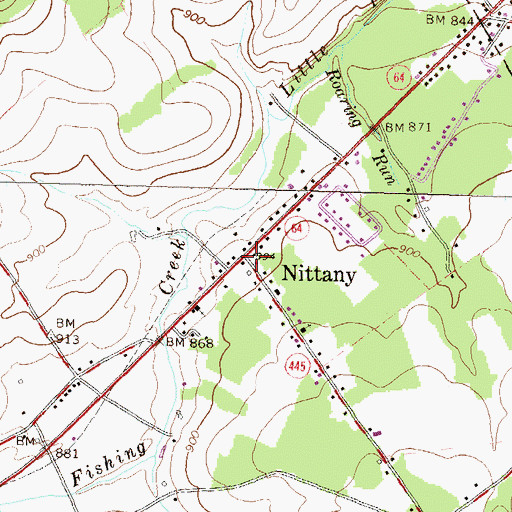 Topographic Map of Nittany, PA