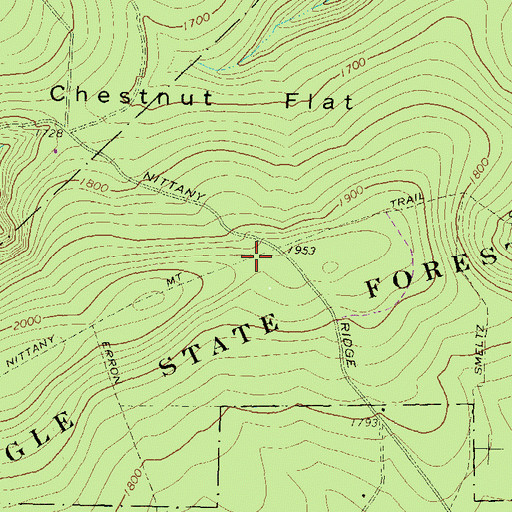 Topographic Map of Nittany Mountain Trail, PA