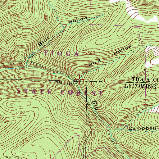 Topographic Map of Number 2 Hollow, PA