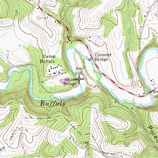 Topographic Map of Noble Bridge, PA