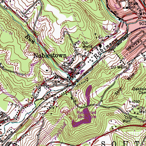 Topographic Map of Noblestown, PA