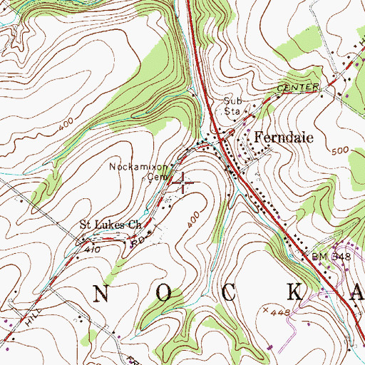 Topographic Map of Nockamixon Cemetery, PA