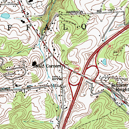 Topographic Map of Nolf Corners, PA