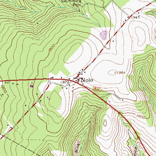 Topographic Map of Nolo, PA