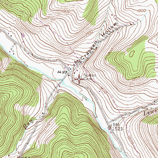 Topographic Map of Nolton - Knowlton - Elk Run Cemetery, PA
