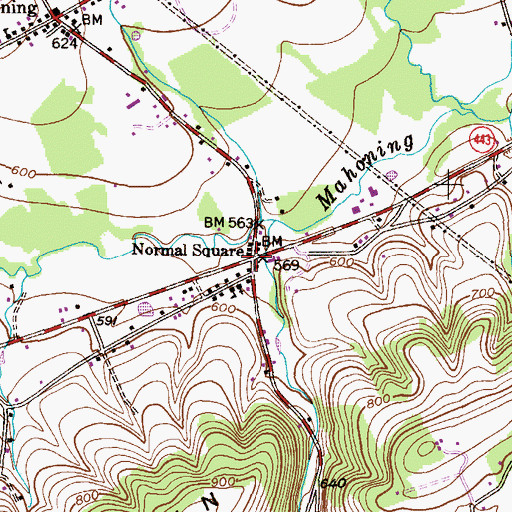 Topographic Map of Normal Square, PA