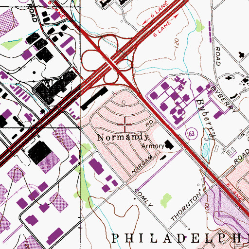 Topographic Map of Normandy, PA