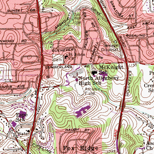 Topographic Map of North Allegheny Intermediate High School, PA