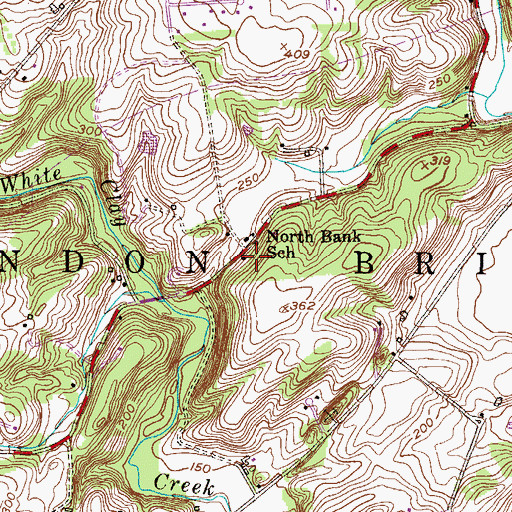 Topographic Map of North Bank School, PA