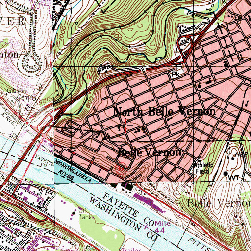 Topographic Map of North Belle Vernon, PA