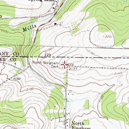 Topographic Map of North Bingham Cemetery, PA