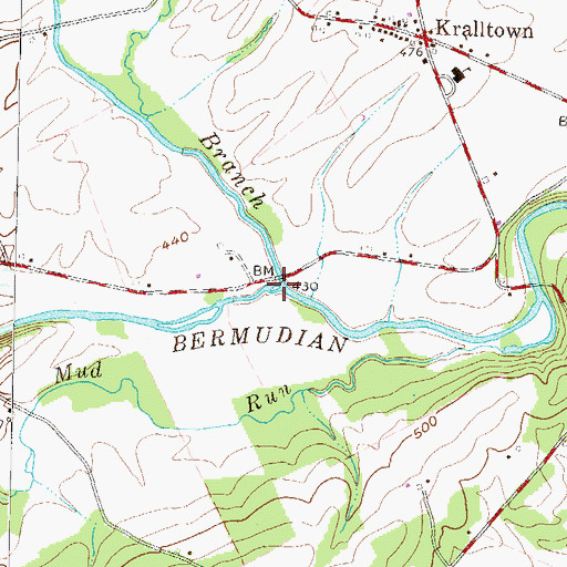 Topographic Map of North Branch Bermudian Creek, PA