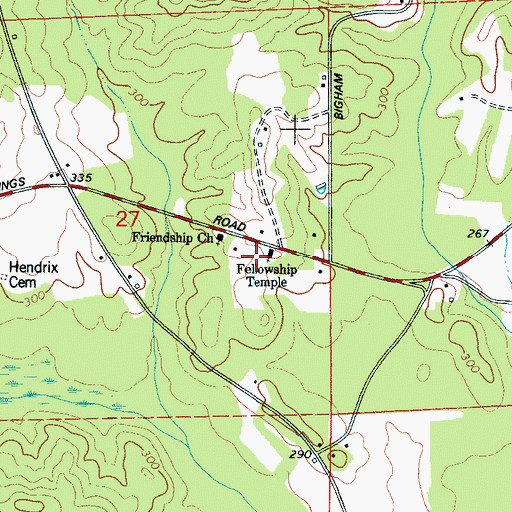 Topographic Map of Fellowship Temple Assembly of God Church, AL