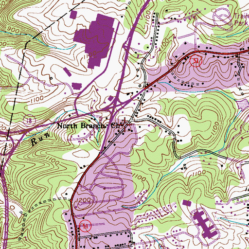 Topographic Map of North Branch Church, PA