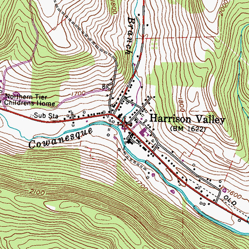 Topographic Map of North Branch Cowanesque River, PA