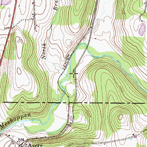 Topographic Map of North Branch Meshoppen Creek, PA