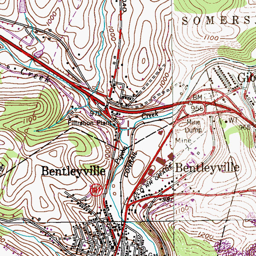 Topographic Map of North Branch Pigeon Creek, PA