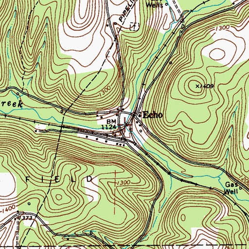 Topographic Map of North Branch South Fork Pine Creek, PA