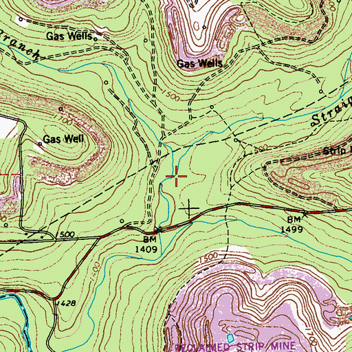 Topographic Map of North Branch Straight Run, PA