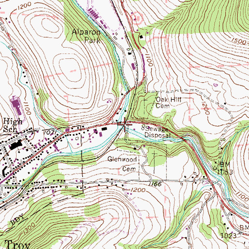 Topographic Map of North Branch Sugar Creek, PA