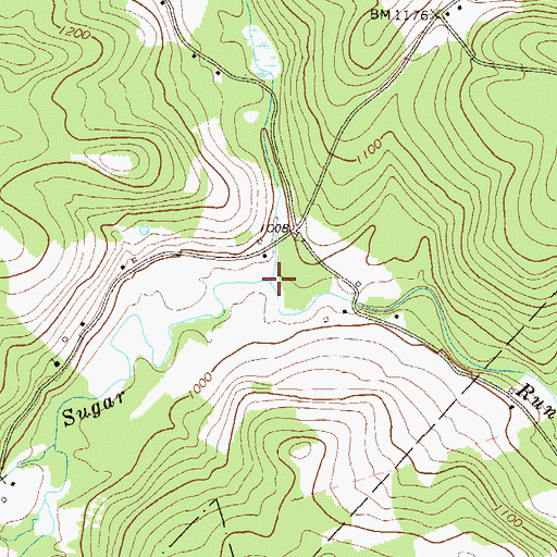 Topographic Map of North Branch Sugar Run, PA
