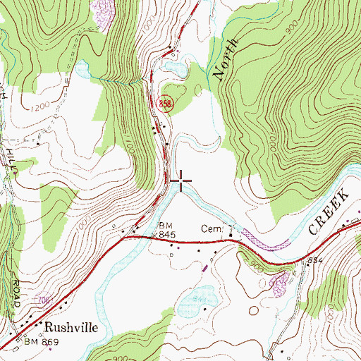 Topographic Map of North Branch Wyalusing Creek, PA