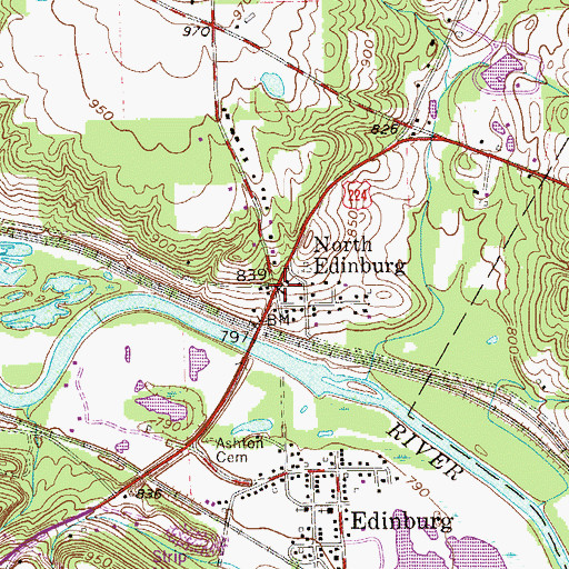 Topographic Map of North Edinburg, PA