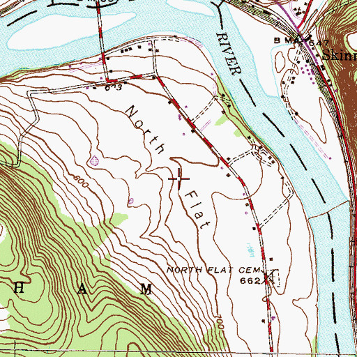 Topographic Map of North Flat, PA