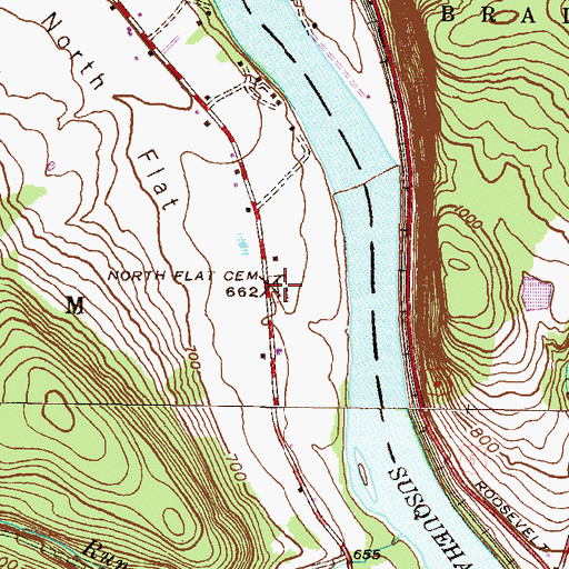 Topographic Map of North Flat Cemetery, PA