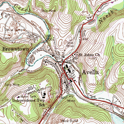 Topographic Map of North Fork Cross Creek, PA