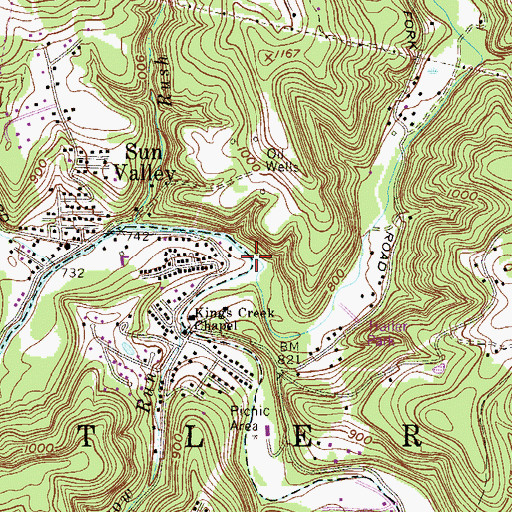 Topographic Map of North Fork Kings Creek, PA