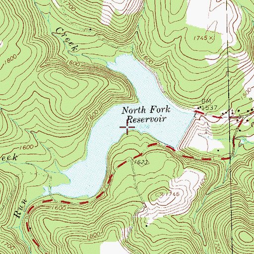 Topographic Map of North Fork Reservoir, PA