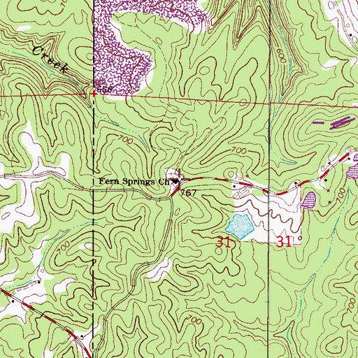 Topographic Map of Fern Springs Church, AL