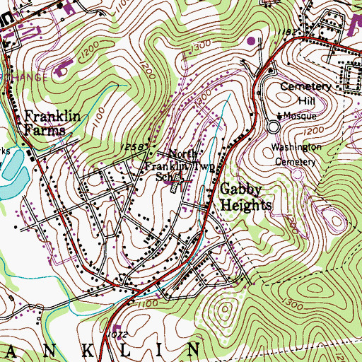 Topographic Map of North Franklin Township School, PA