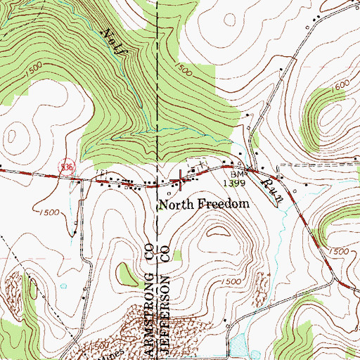 Topographic Map of North Freedom, PA