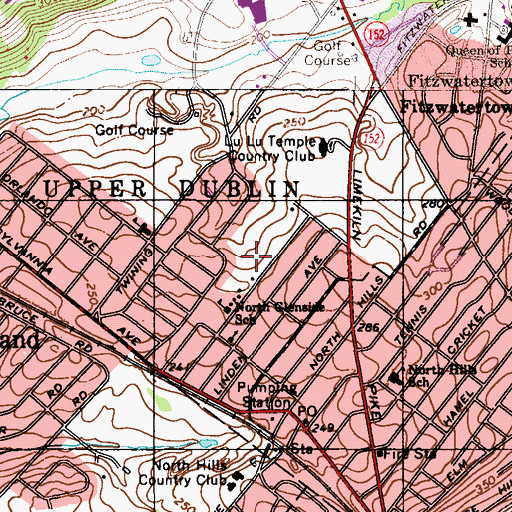 Topographic Map of North Glenside School, PA