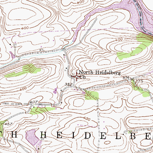 Topographic Map of North Heidelberg Church, PA