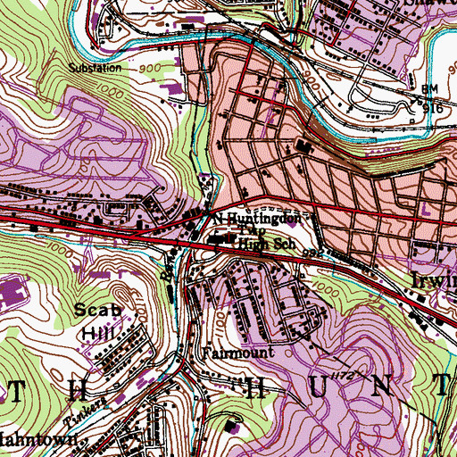 Topographic Map of North Huntingdon Township High School, PA