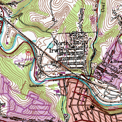 Topographic Map of North Irwin, PA