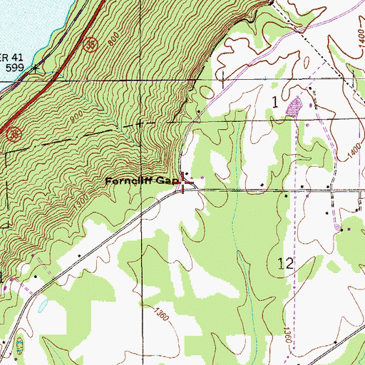 Topographic Map of Ferncliff Gap, AL