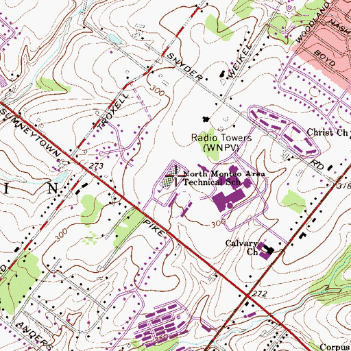 Topographic Map of North Monteo Technical Career Center, PA