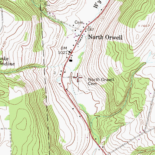 Topographic Map of North Orwell Cemetery, PA
